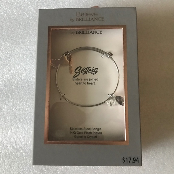 Believe by Brilliance Women’s Silver-tone Adjustable Bangle Bracelet - Picture 2 of 15